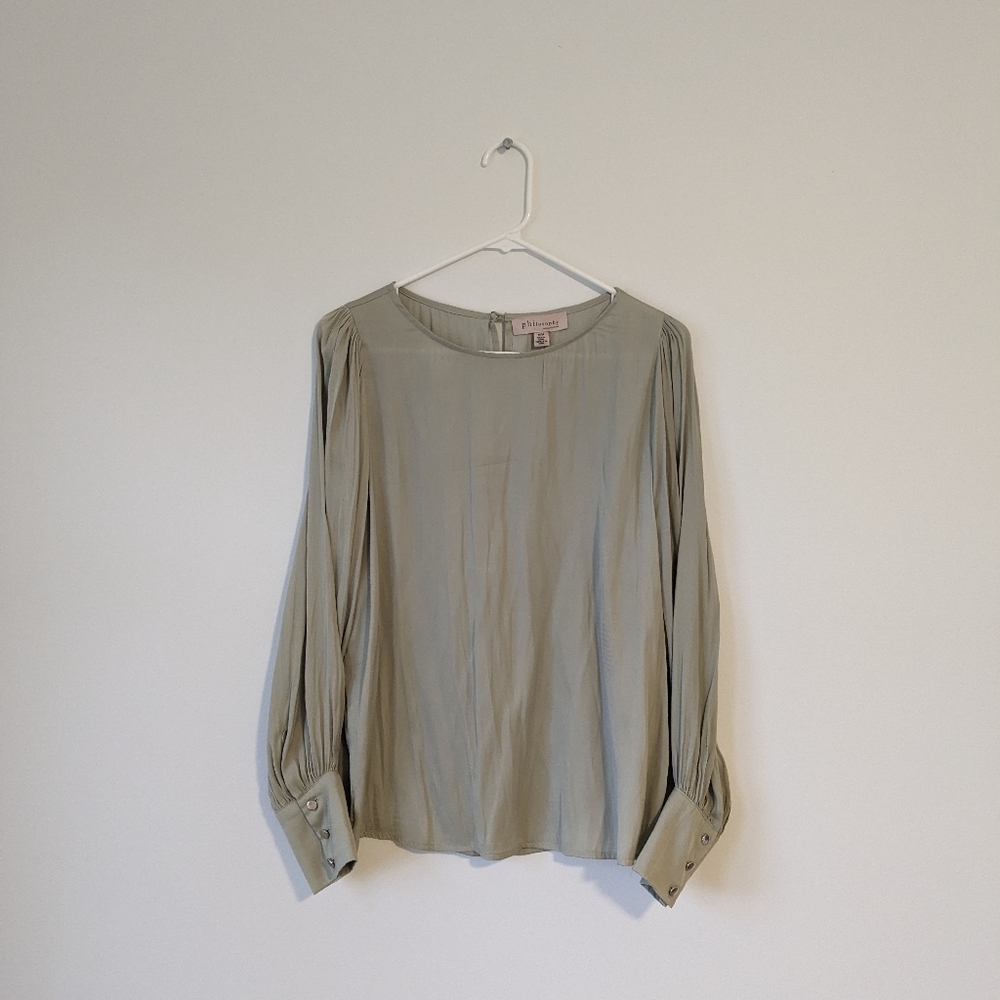 Sage green long sleeved blouse